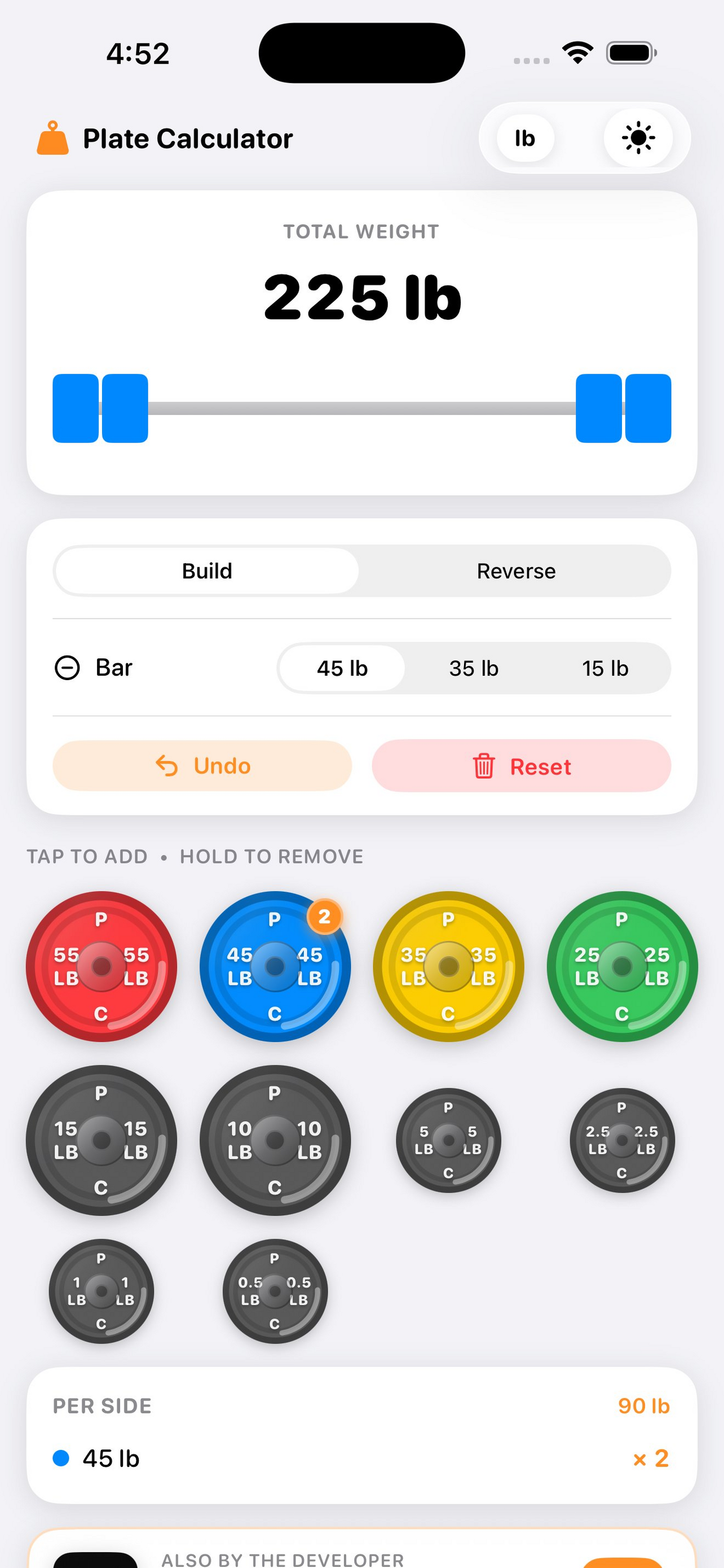 Plate Calculator app screenshot