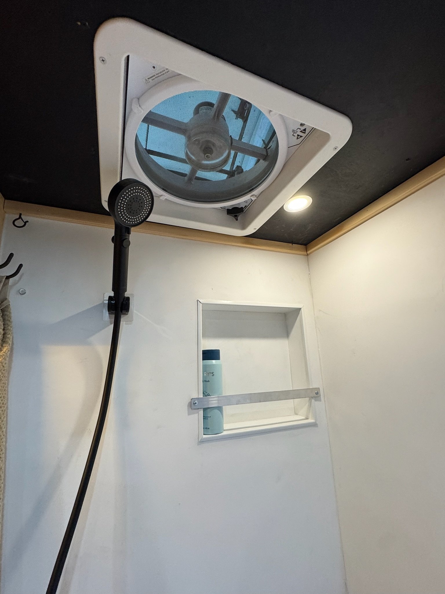 Ceiling fan installed inside the ambulance roof